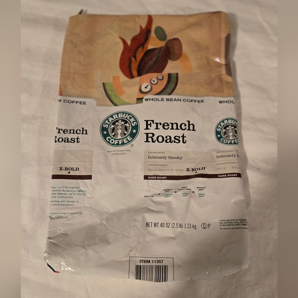 Starbucks French Roast Whole Bean Coffee Bag - Handmade